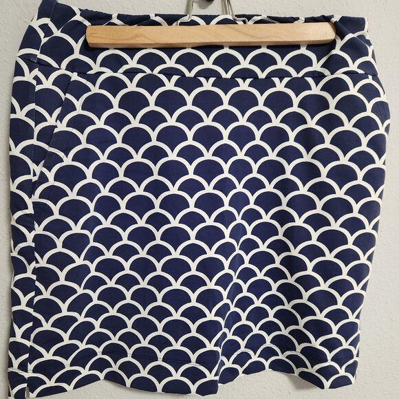 Katherine Way Scalloped Marina Blue White Sport Golf Skort Skirt Medium - Picture 1 of 5